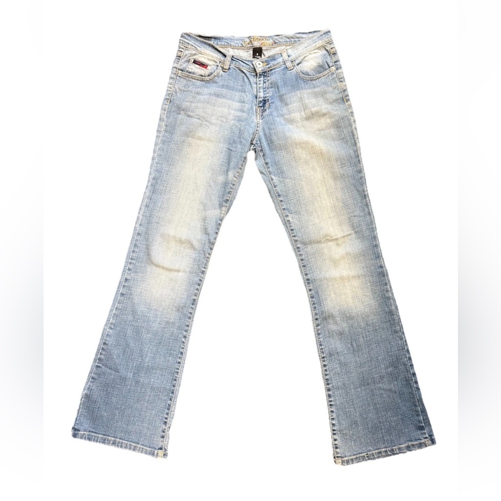 Vintage South Pole Jeans Boot Cut Slight Flare Y2K Size 9 Small Bleach Stain